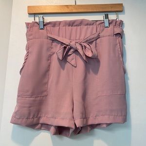 Maze paper bag waist shorts